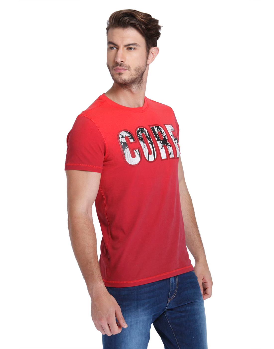 Bright Red Graphic Print Crew Neck T-Shirt