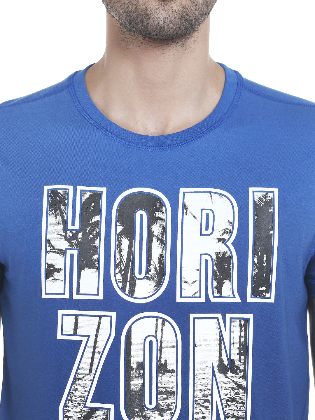 Blue Graphic Print Crew Neck T-Shirt