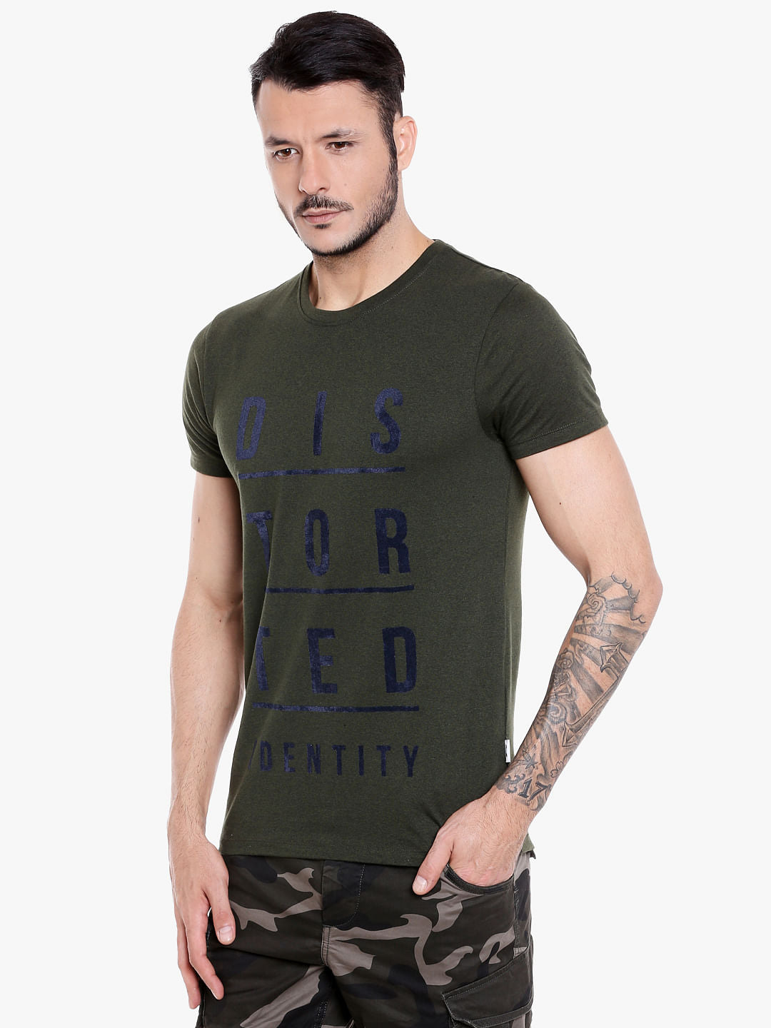 Green Slogan Print Crew Neck T-Shirt