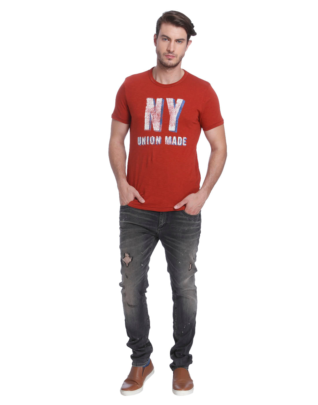 Red Graphic Print Crew Neck T-Shirt