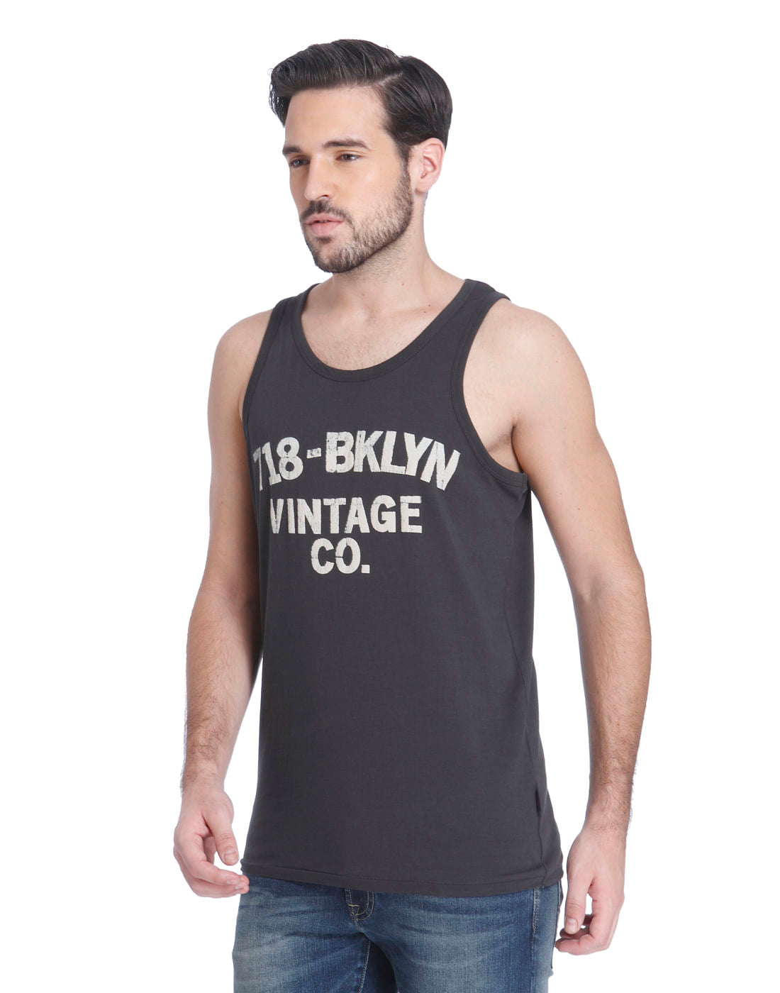 Black Graphic Print Tank Top
