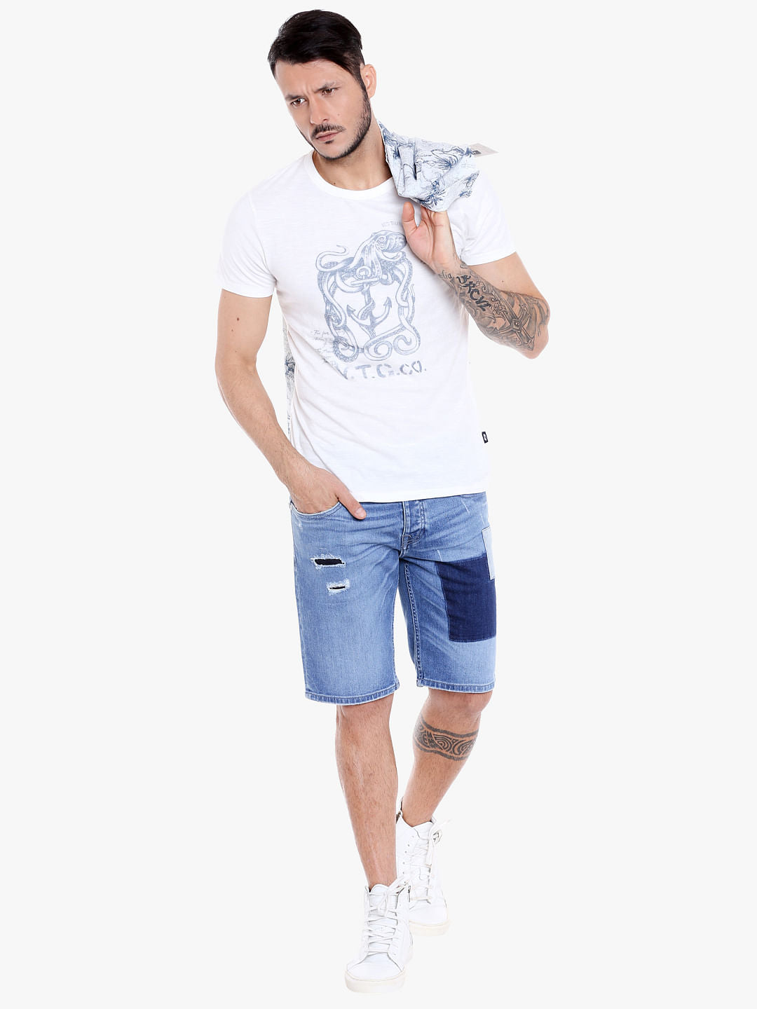 White Graphic Print Crew Neck T-Shirt