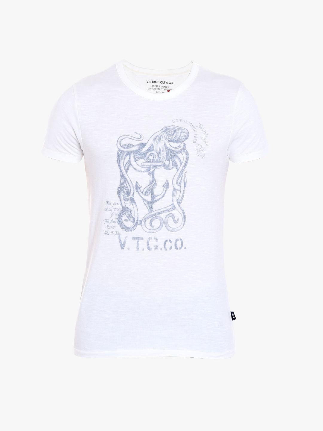 White Graphic Print Crew Neck T-Shirt