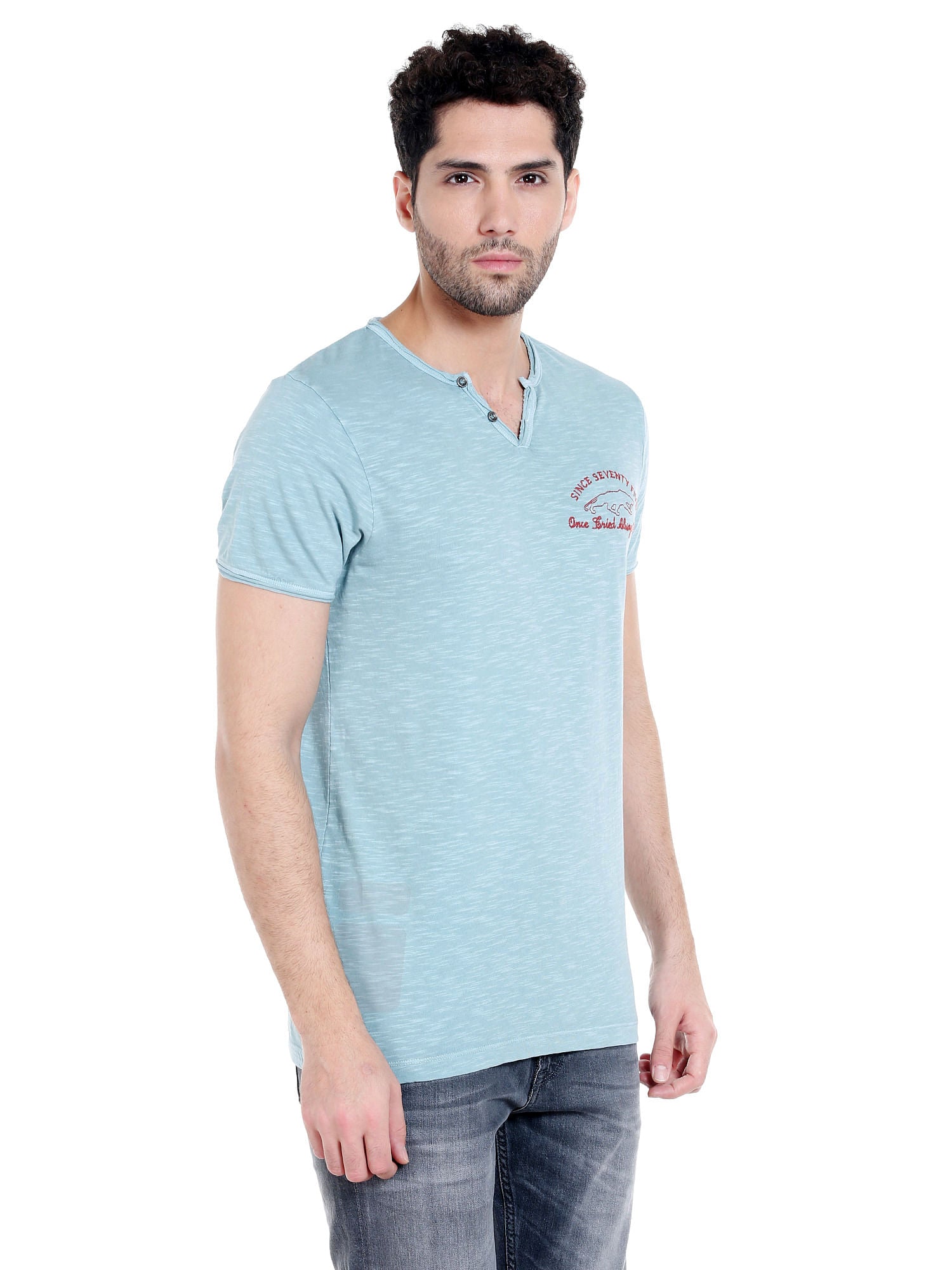 Blue V- Neck T-Shirt
