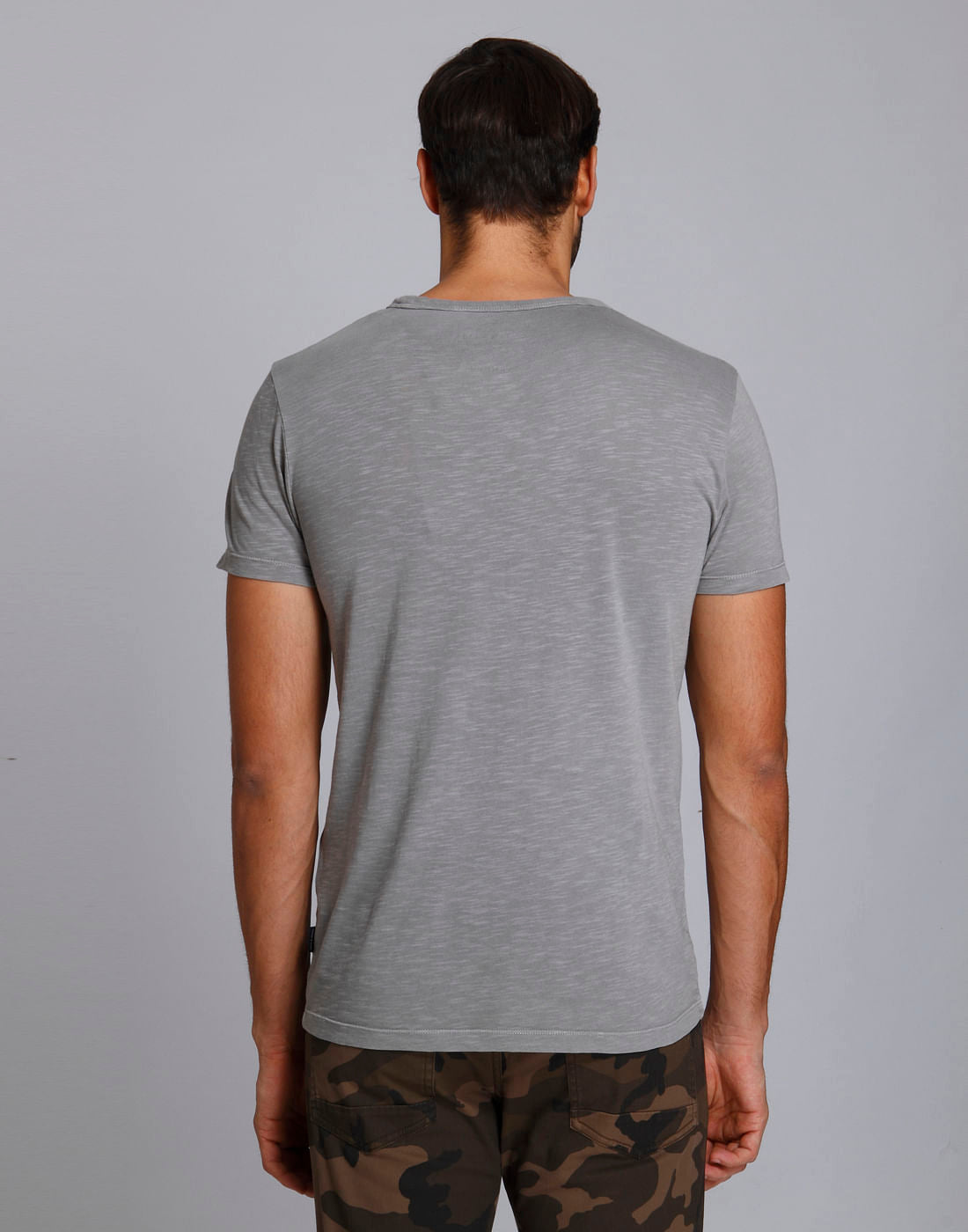 Grey Graphic Print Crew Neck T-Shirt