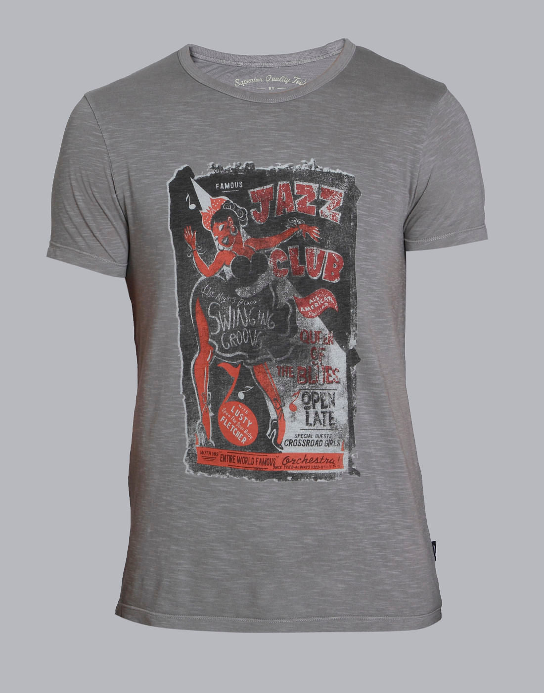 Grey Graphic Print Crew Neck T-Shirt