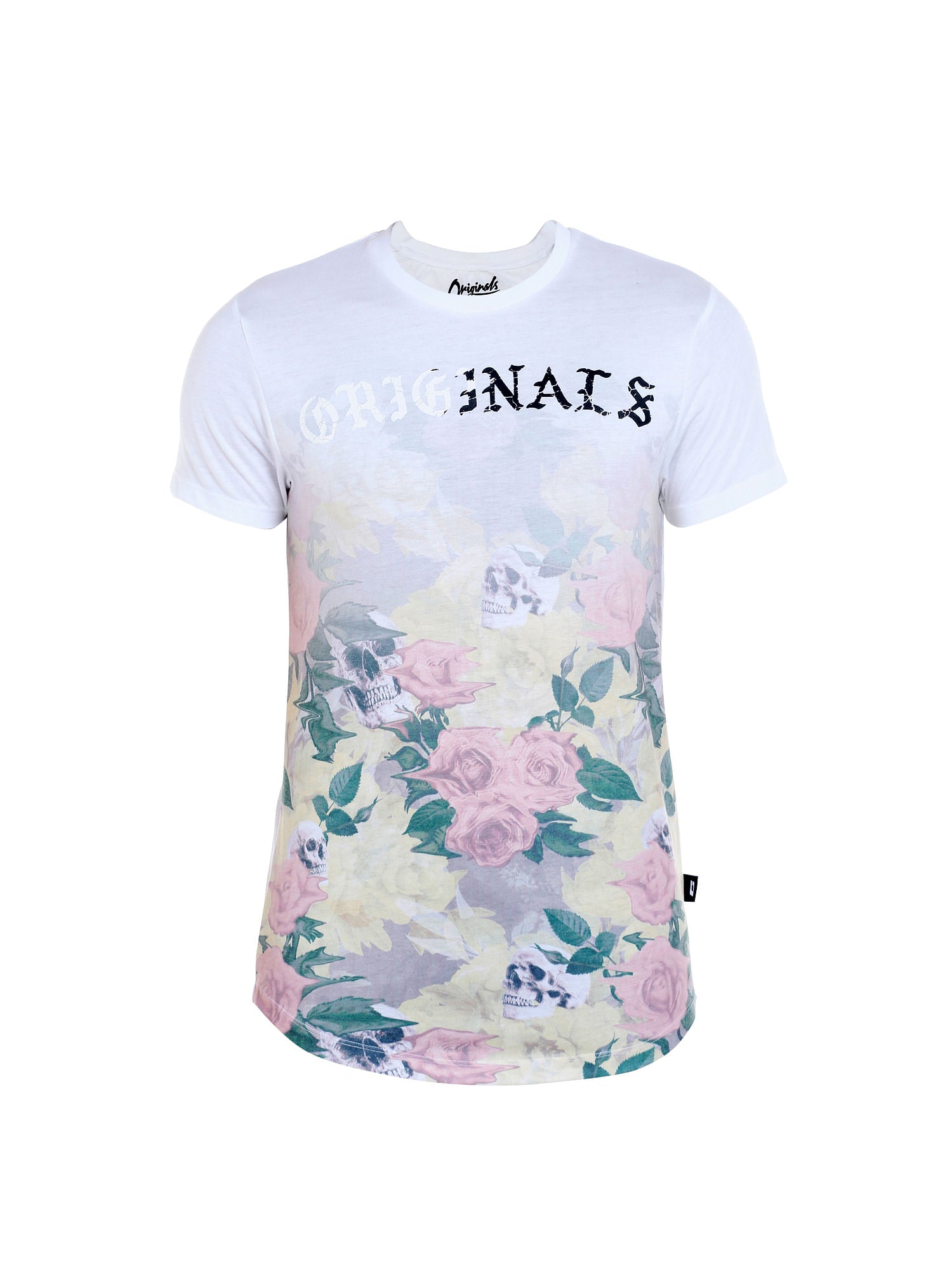 White Floral Print Crew Neck T-Shirt