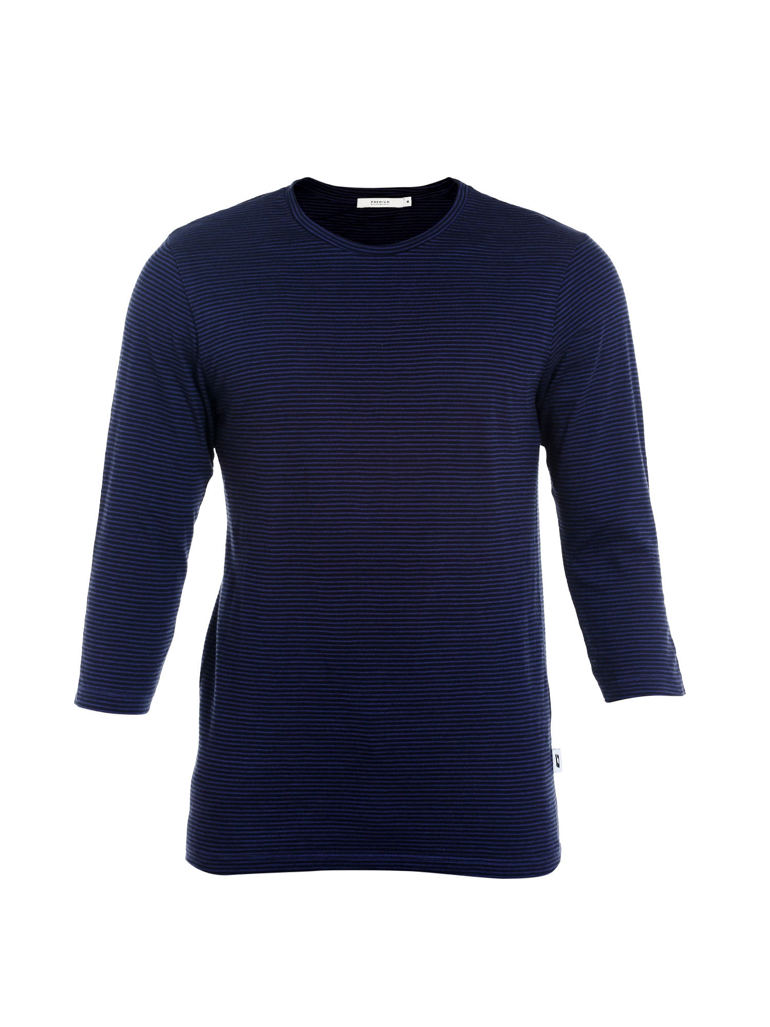 Dark Blue Striped Crew Neck T-Shirt