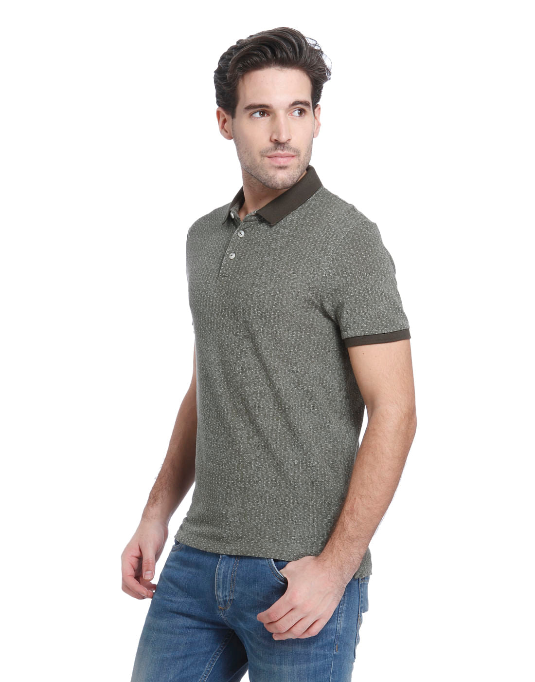 Green Printed Polo T-Shirt