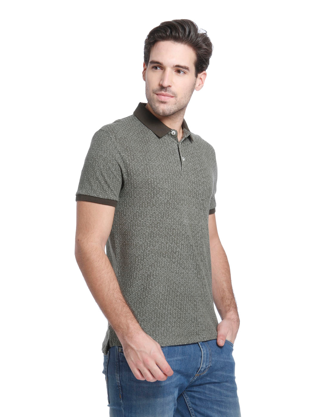 Green Printed Polo T-Shirt
