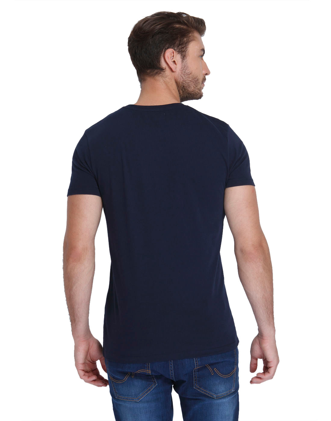 Dark Blue Graphic Print Crew Neck T-Shirt