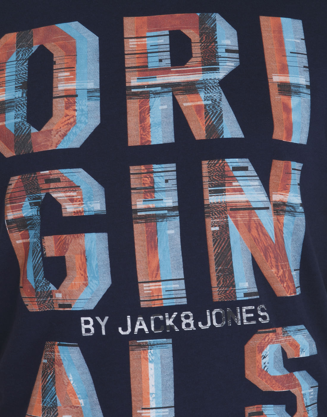 Dark Blue Graphic Print Crew Neck T-Shirt