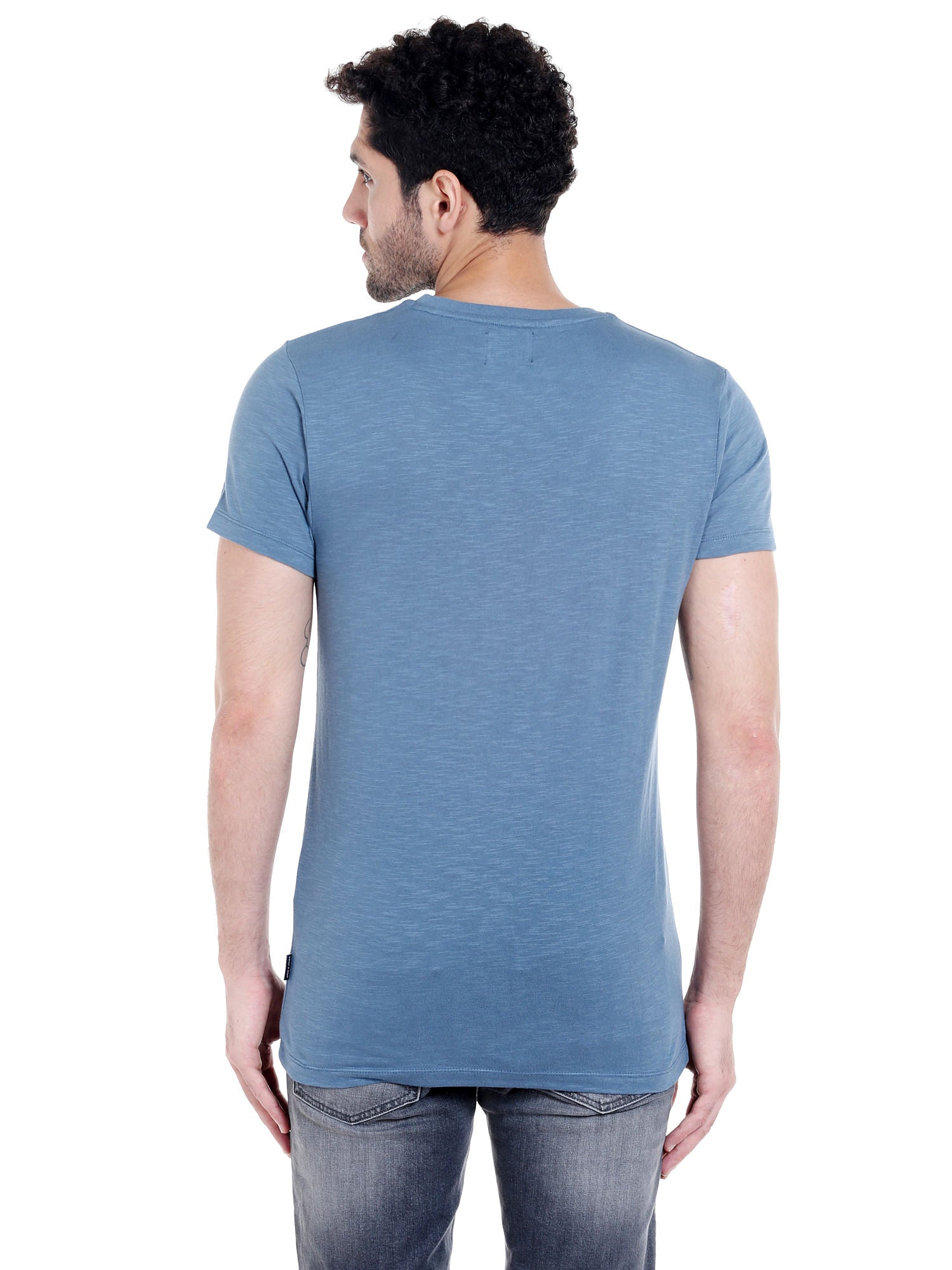 Blue Graphic Print Crew Neck T-Shirt