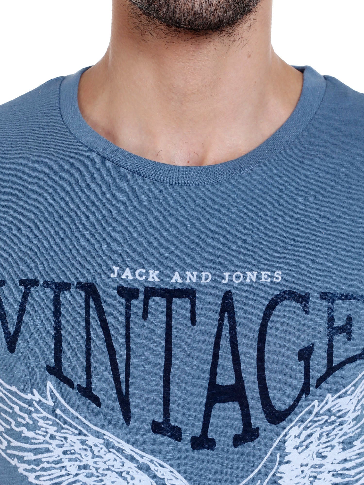 Blue Graphic Print Crew Neck T-Shirt