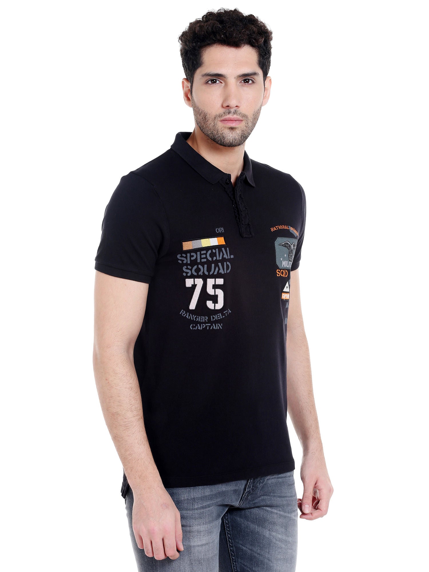 Black Badge Detail Polo T-Shirt