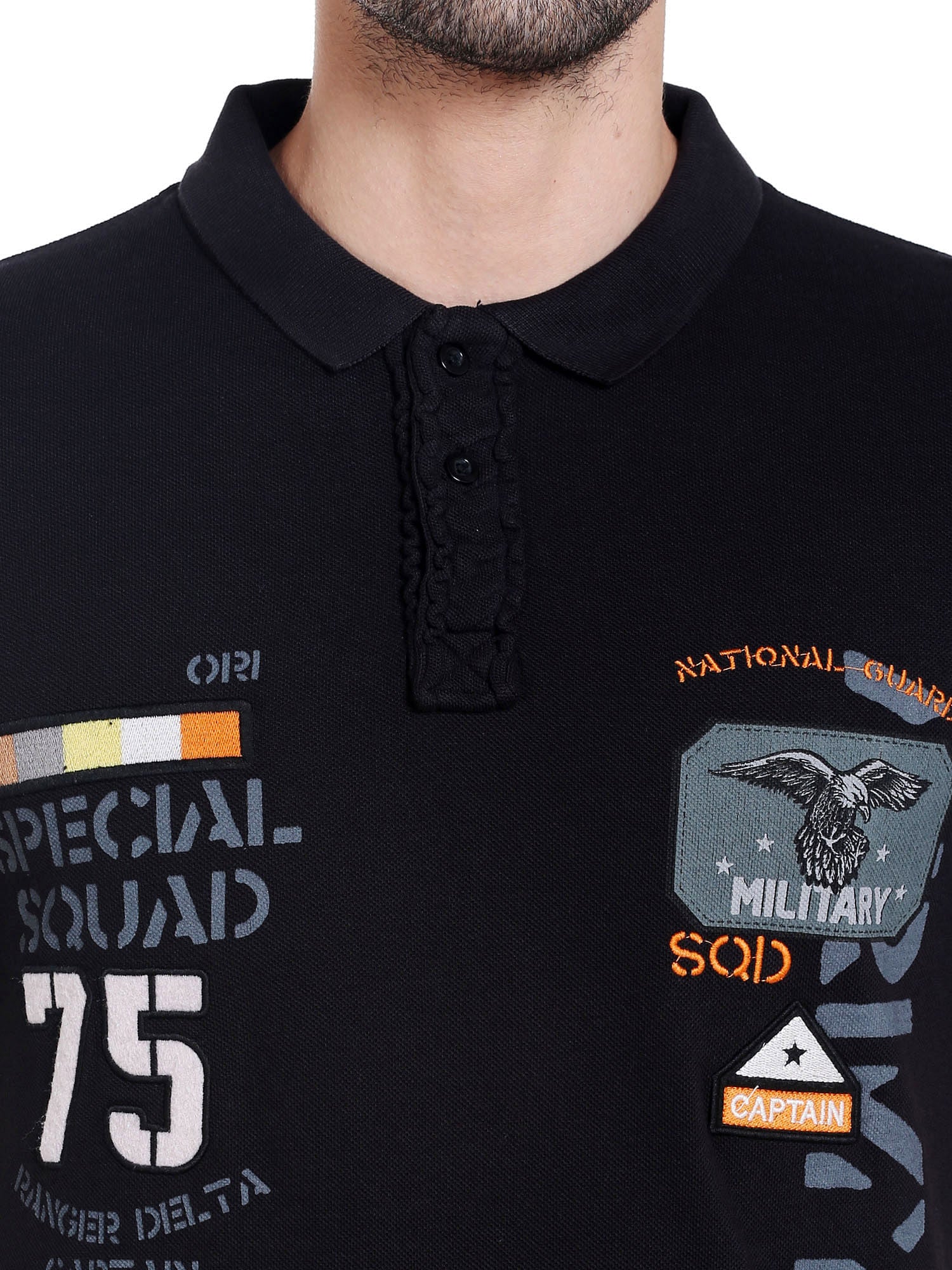 Black Badge Detail Polo T-Shirt