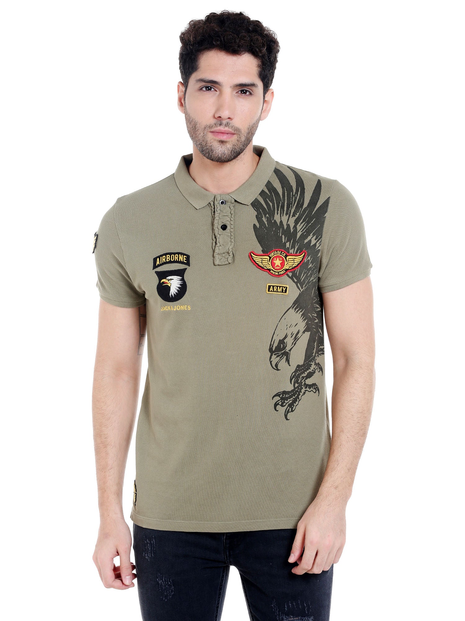 Green Badge Detail Polo T-Shirt