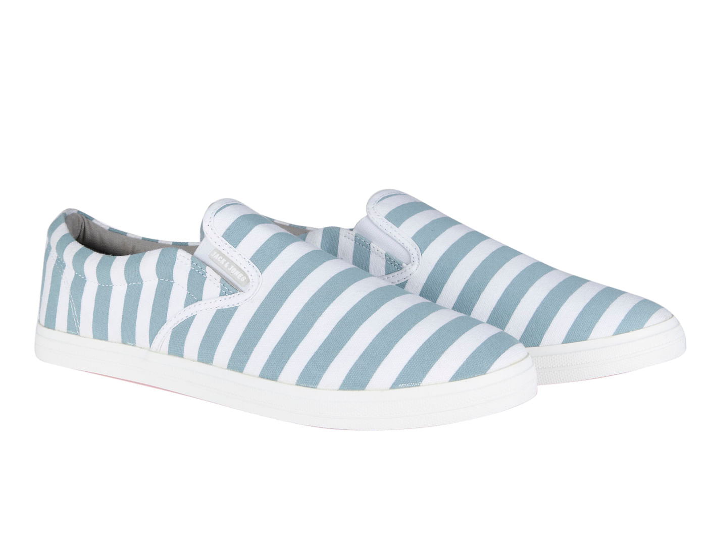 Aqua Blue Striped Slip Ons