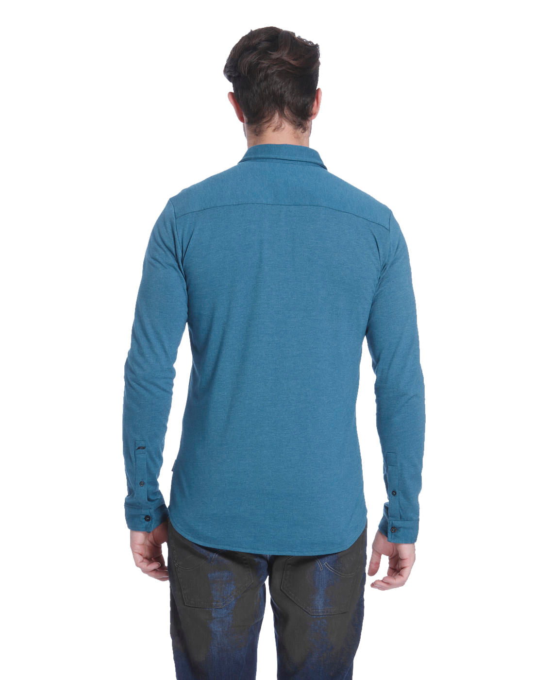 Teal Blue Jersey Slim Fit Shirt