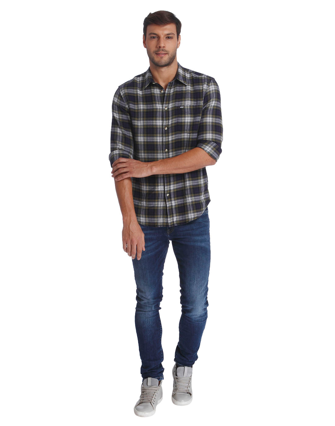 Green Check Slim Fit Shirt