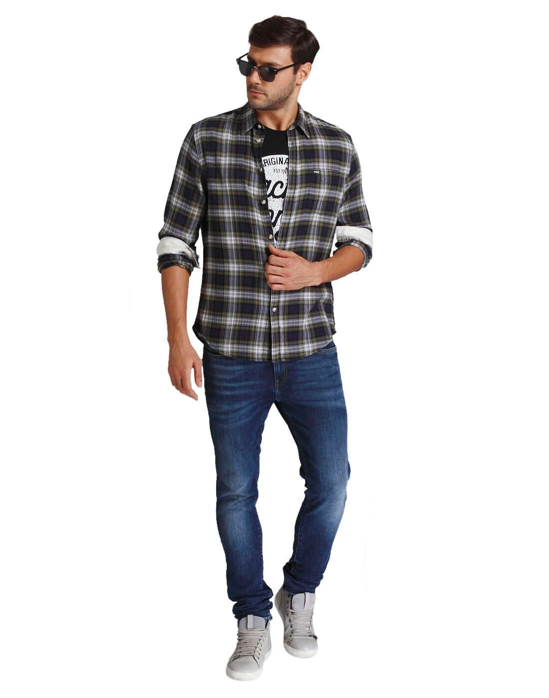 Green Check Slim Fit Shirt