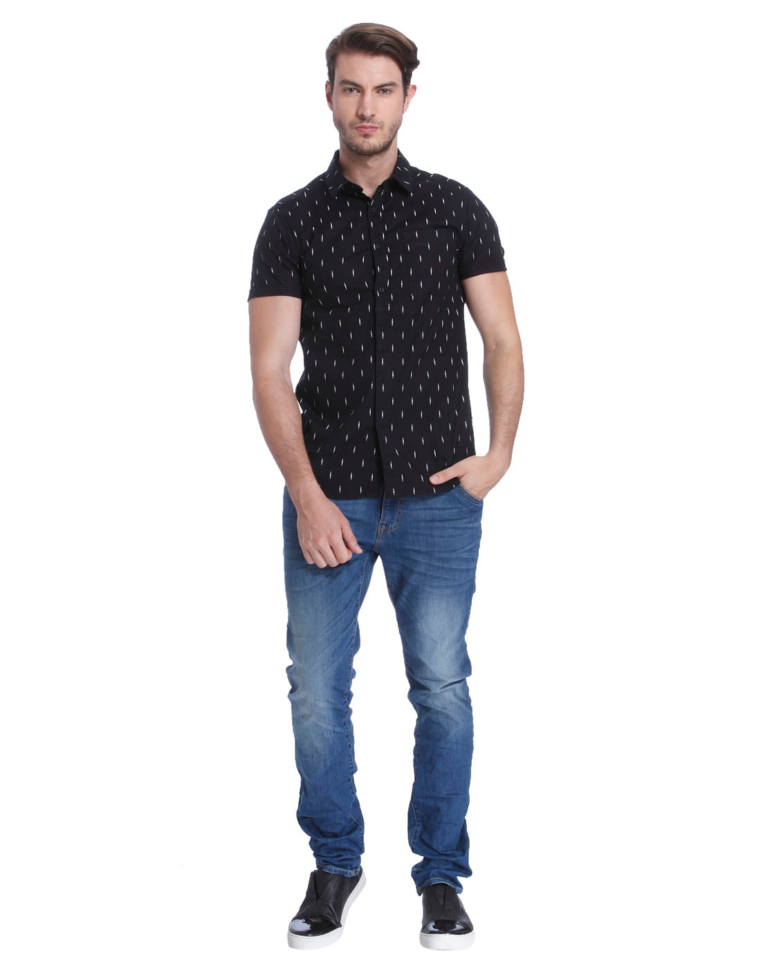 Black Printed Slim Fit Shirt
