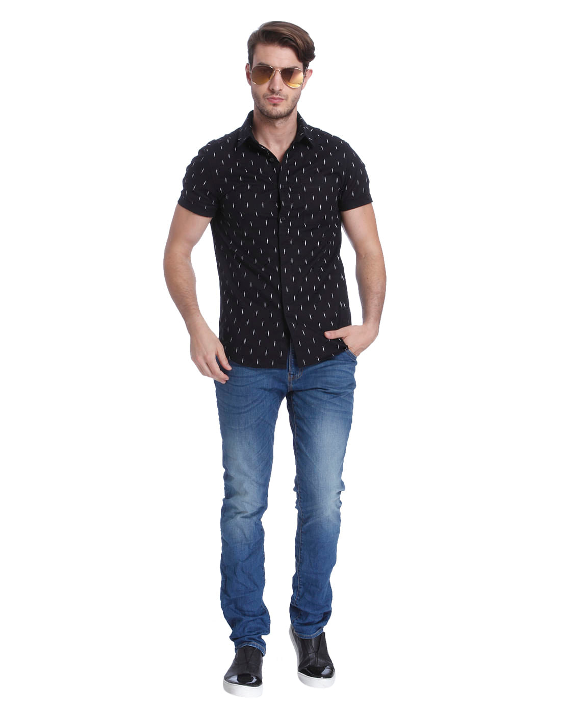 Black Printed Slim Fit Shirt