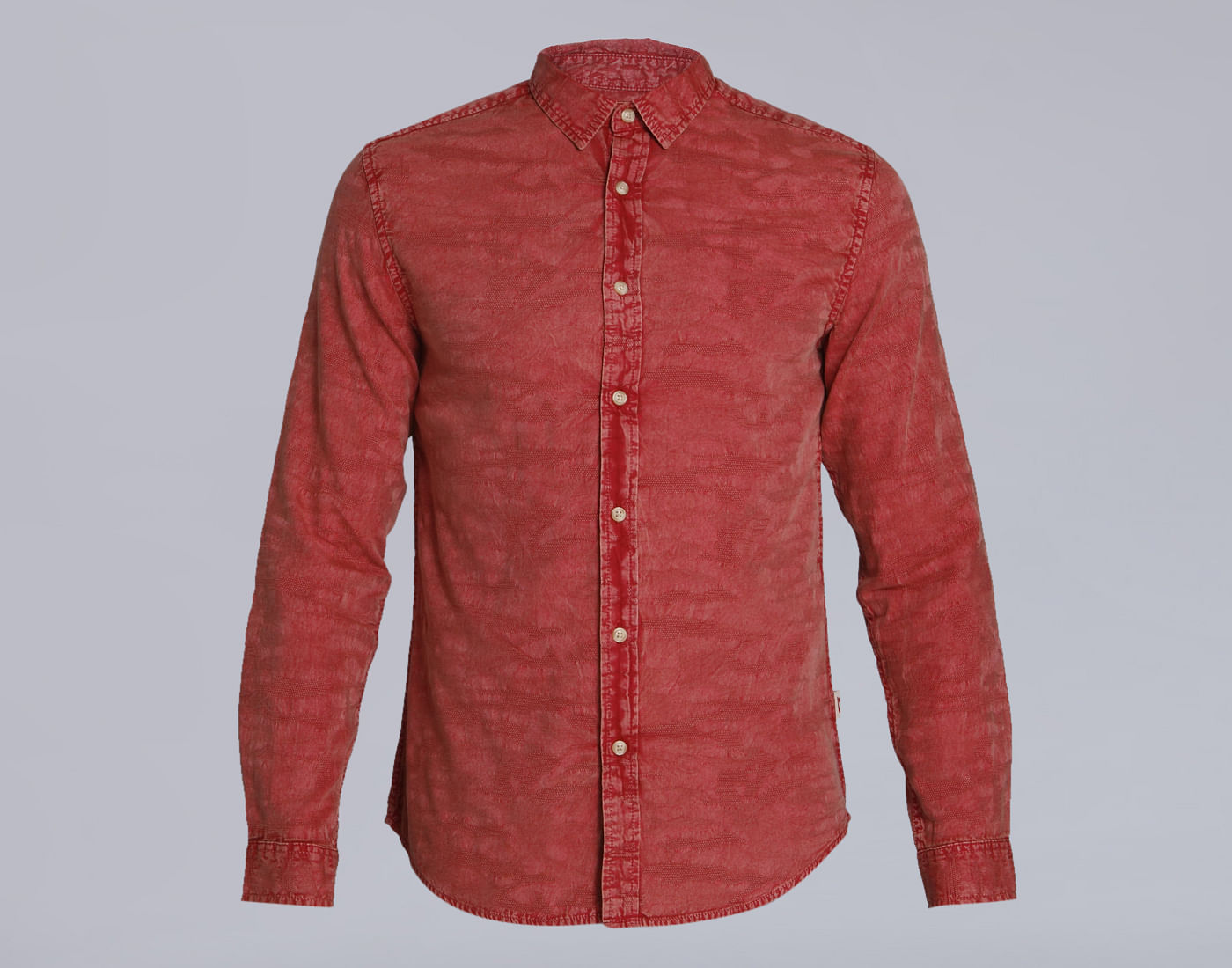 Red Textured Slim Fit Shirt