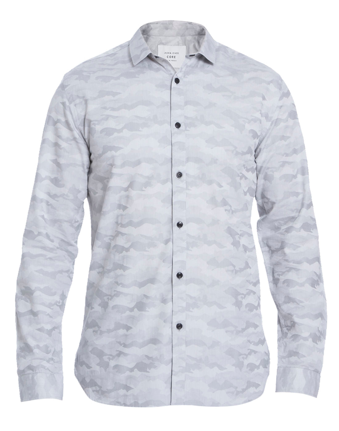 Grey Self Print Slim Fit Shirt