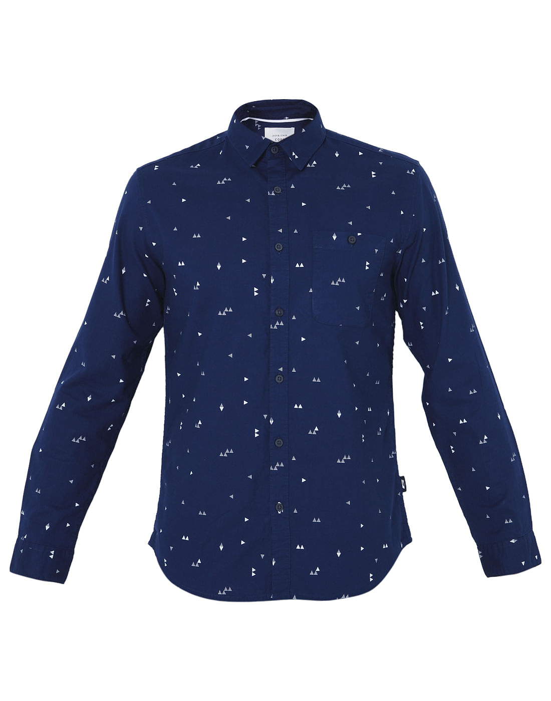 Dark Blue Triangle Print Slim Shirt