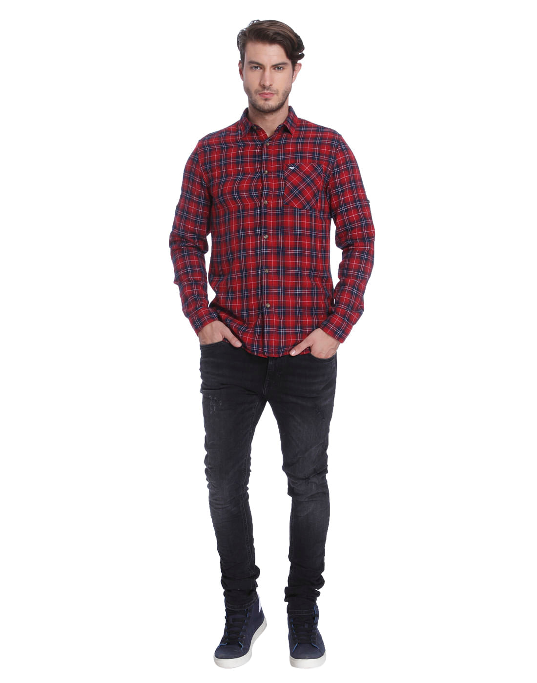 Red Check Slim Fit Shirt