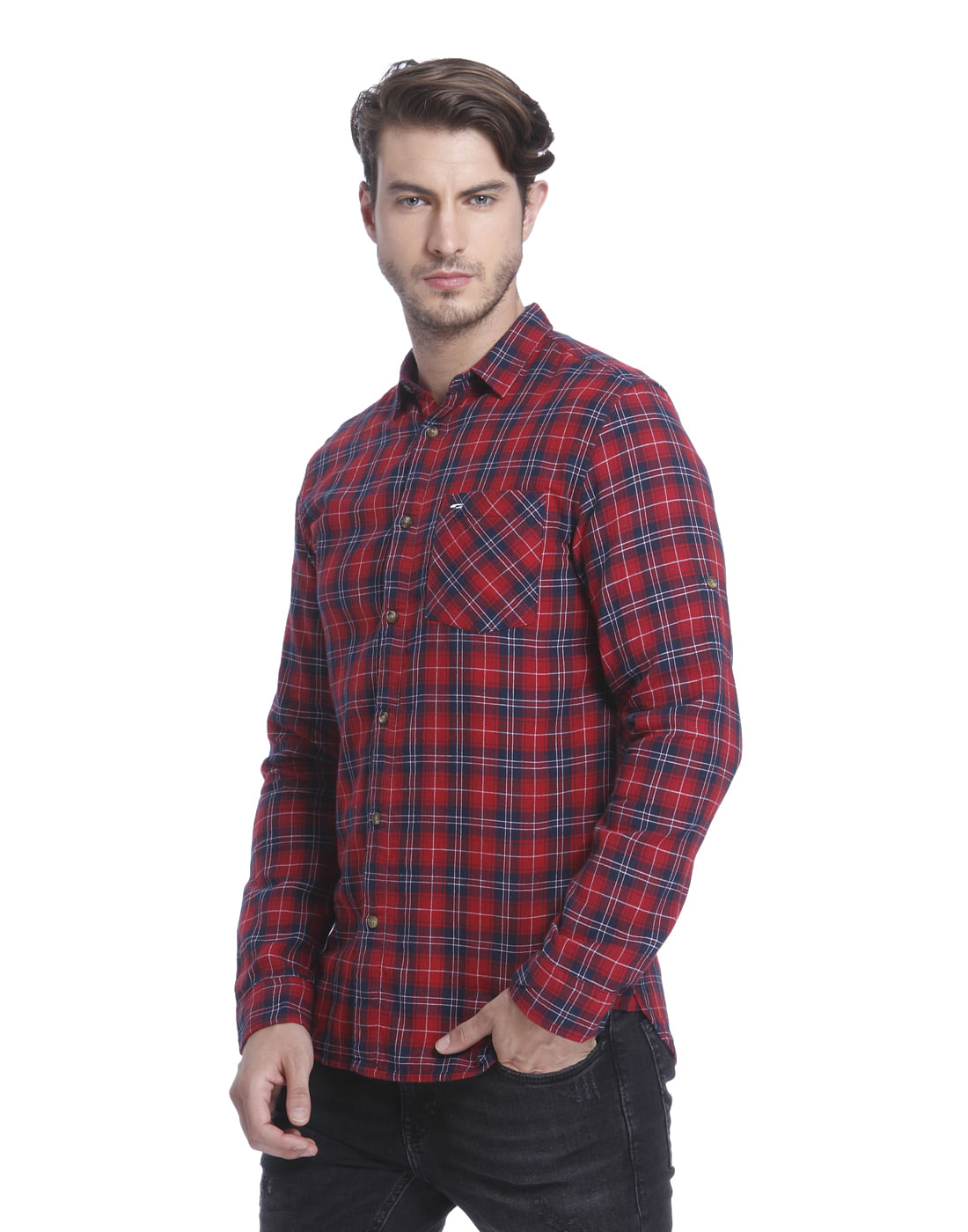 Red Check Slim Fit Shirt