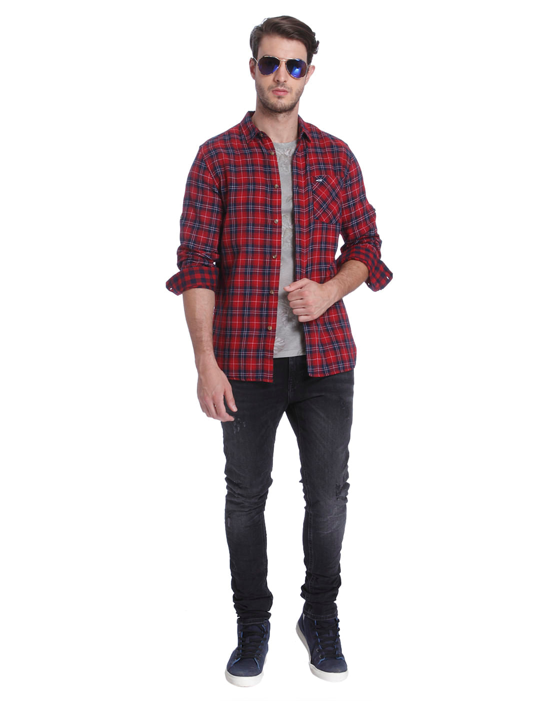 Red Check Slim Fit Shirt