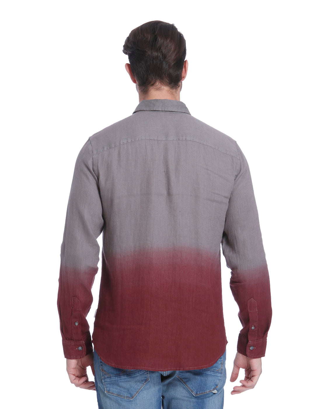 Grey Ombre Linen Slim Fit Shirt