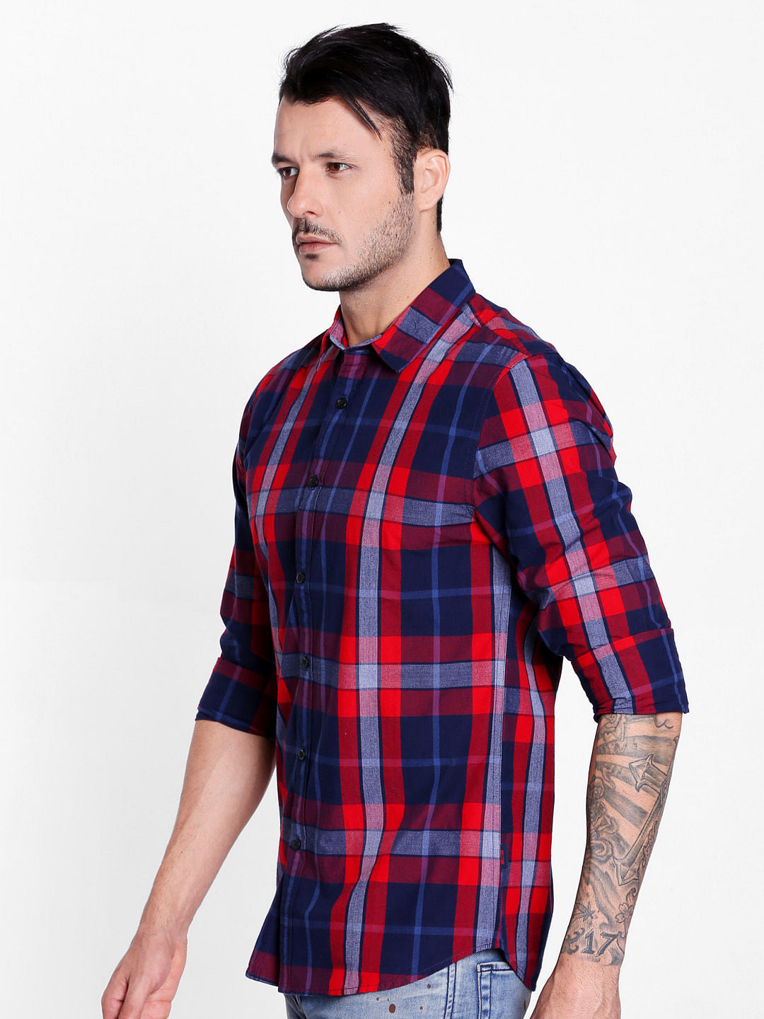 Red Check Slim Fit Shirt