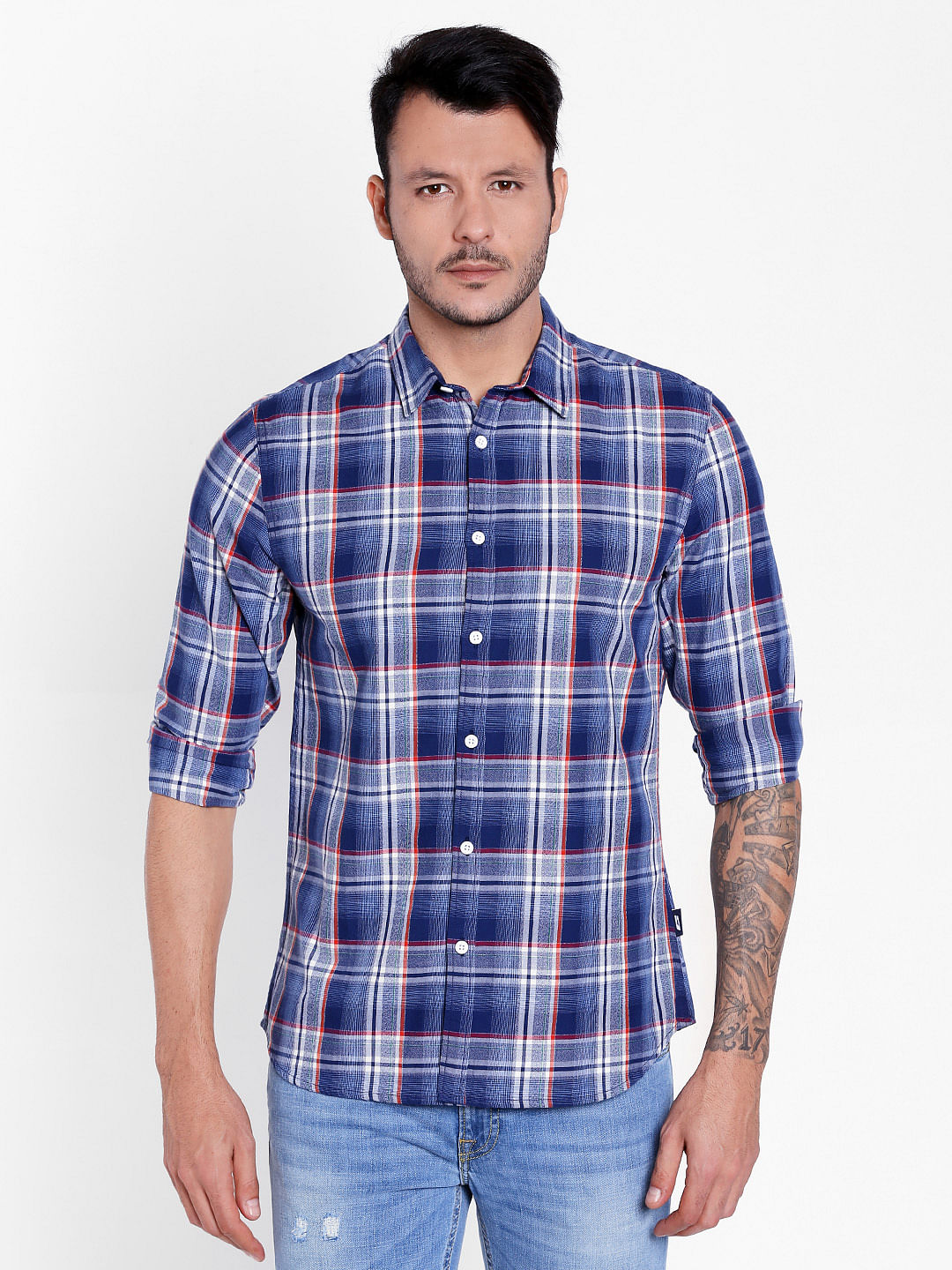 Blue Check Slim Fit Shirt