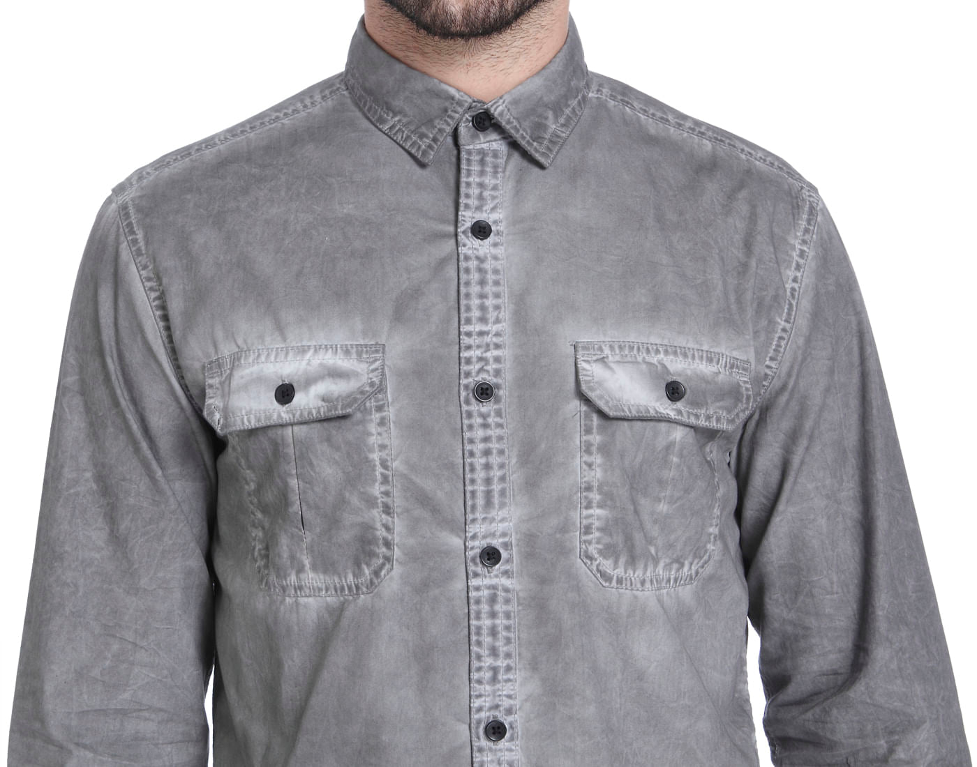Grey Over Dyed Slim Fit Shirt