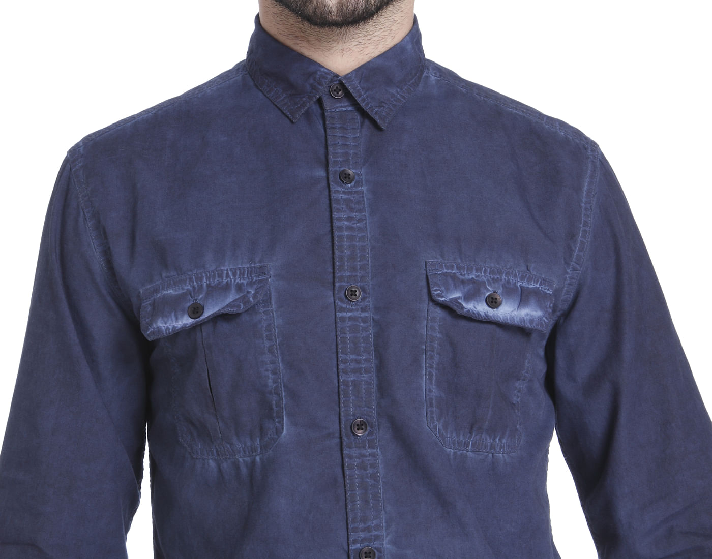 Dark Blue Over Dyed Slim Fit Shirt