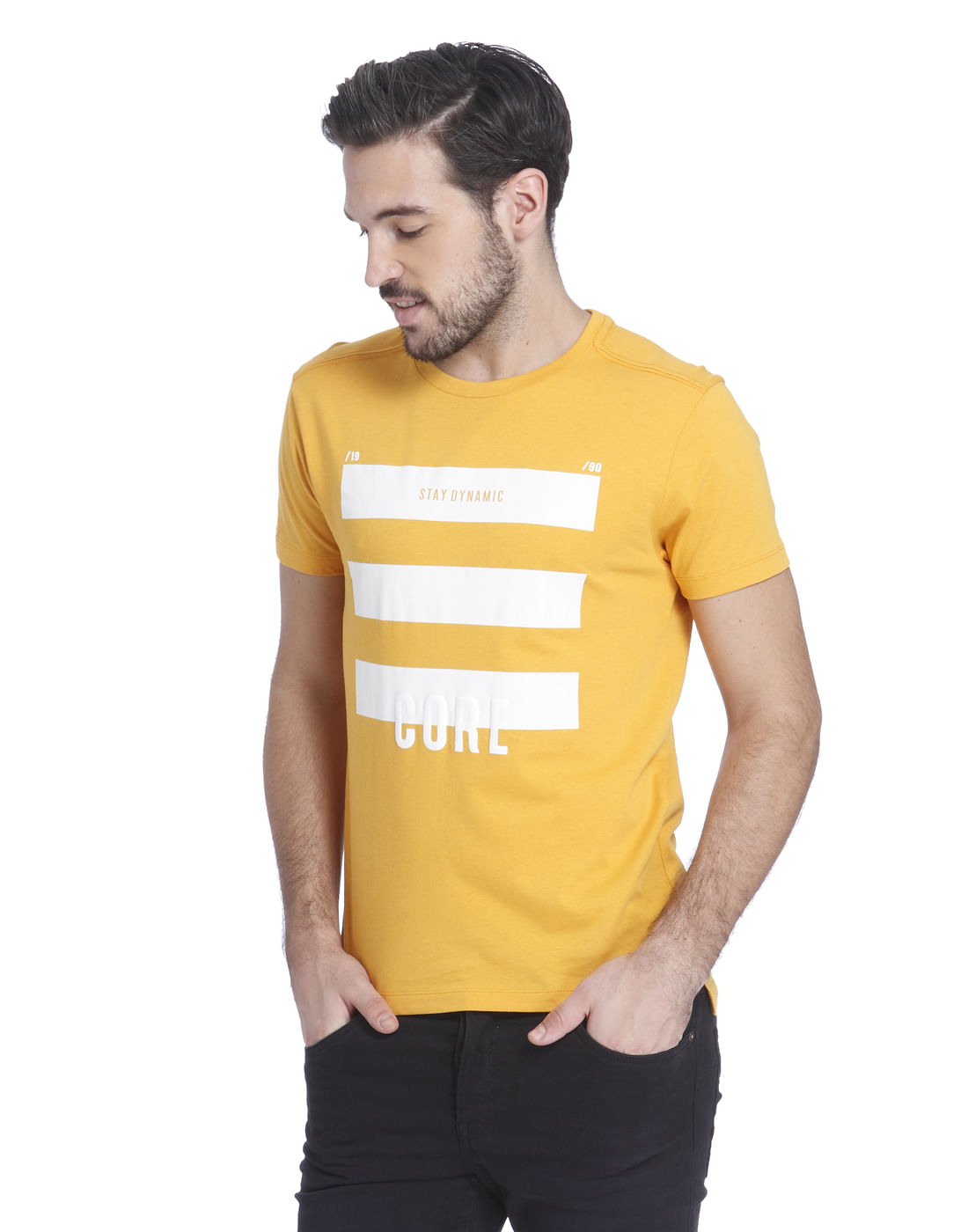 Yellow Graphic Print Crew Neck T-Shirt