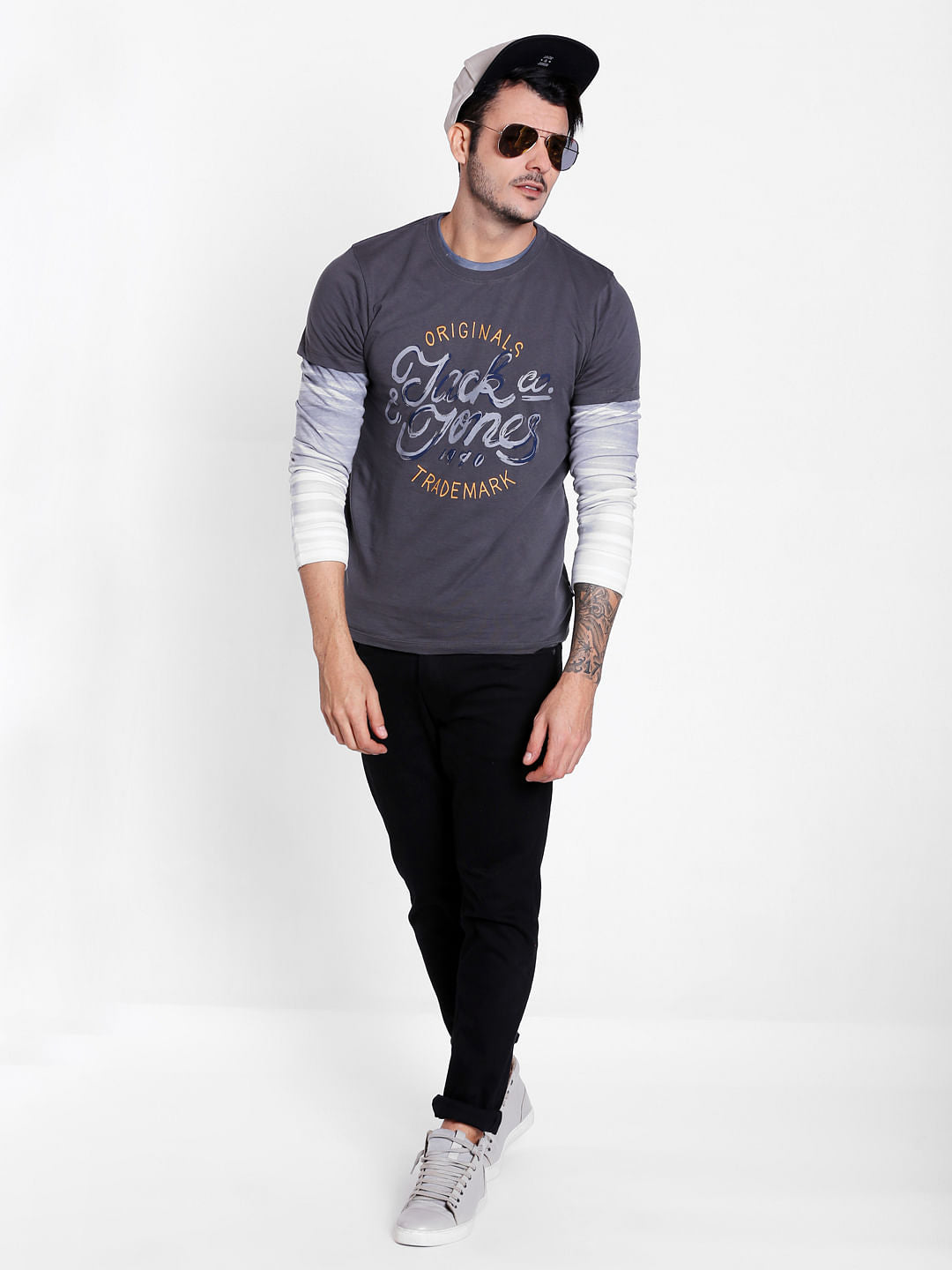 Grey Paint Logo Crew Neck T-Shirt