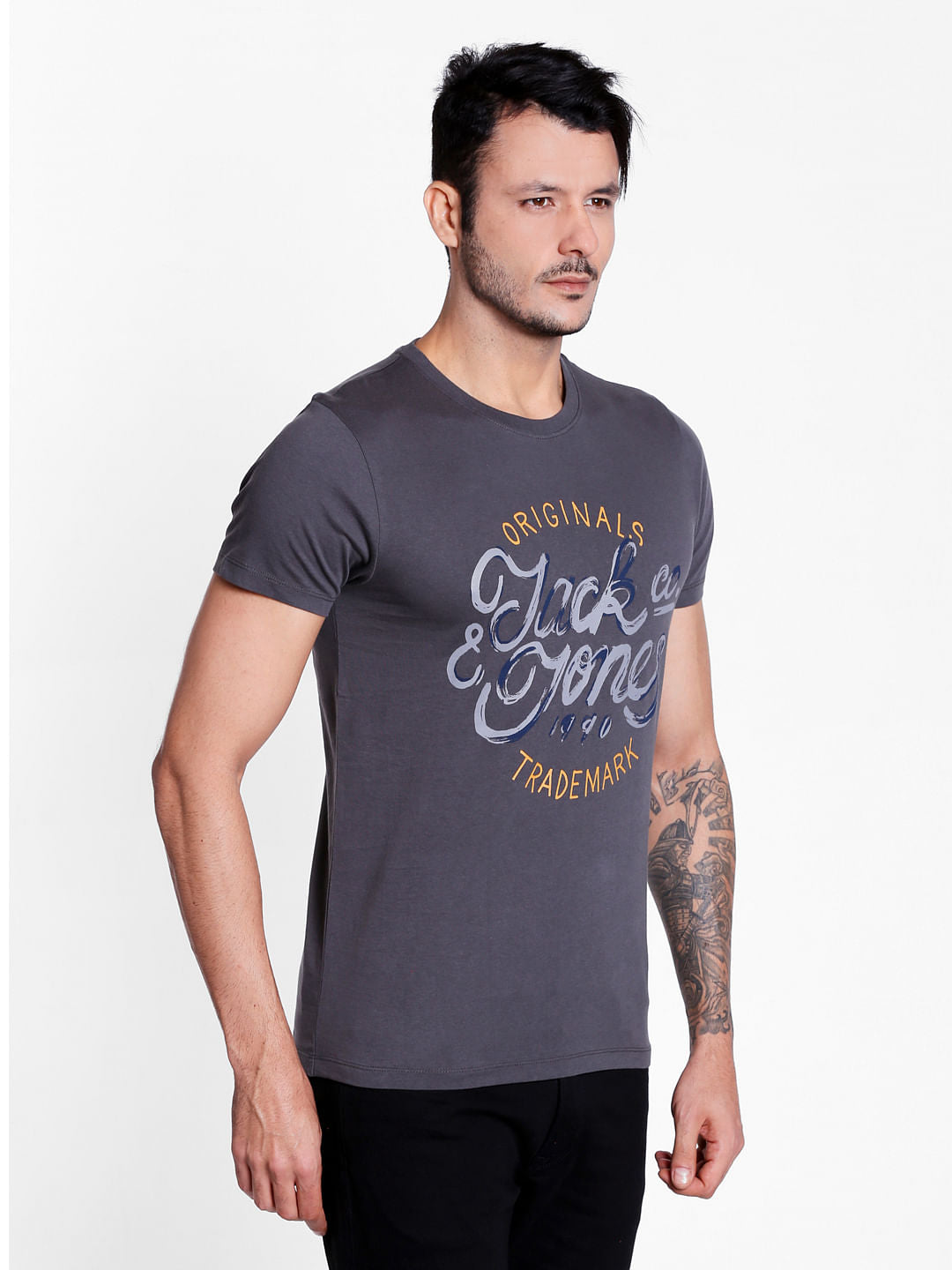 Grey Paint Logo Crew Neck T-Shirt