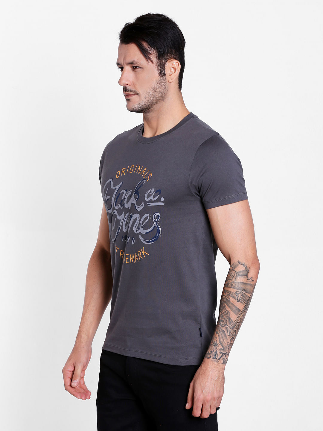 Grey Paint Logo Crew Neck T-Shirt
