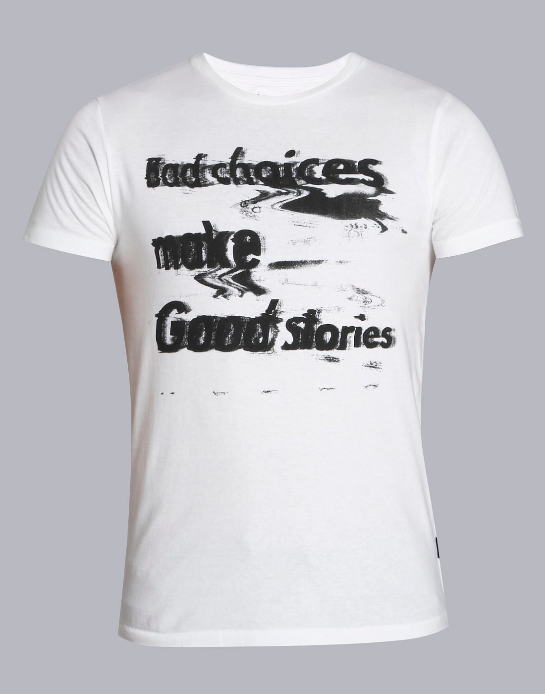 White Text Print Crew Neck T-Shirt