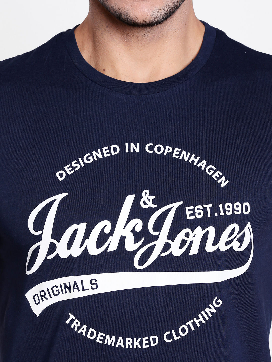 Dark Blue Graphic Print Crew Neck T-Shirt