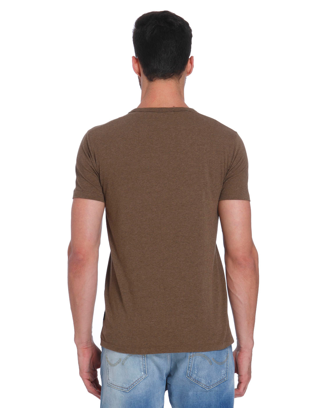 Brown Text Print Crew Neck T-Shirt