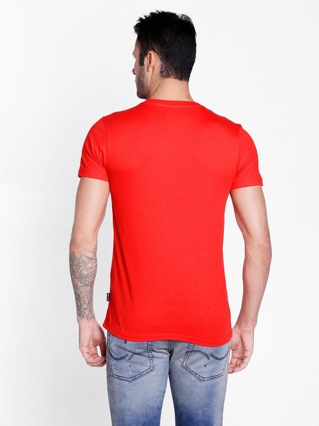 Bright Red Slogan Print Crew Neck T-Shirt