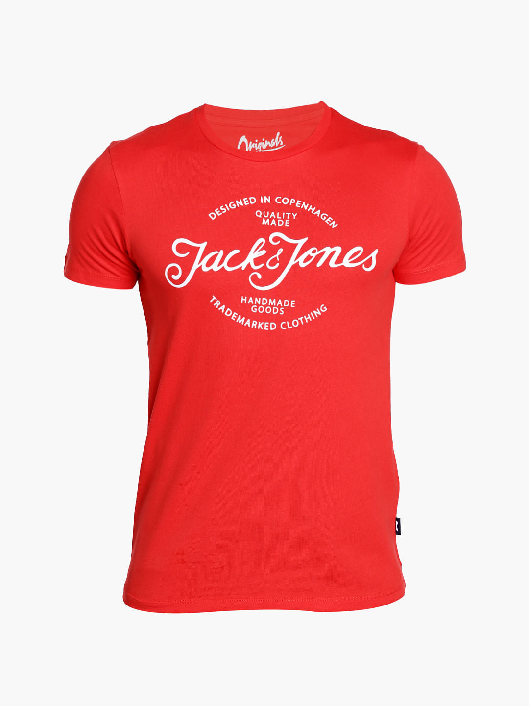 Bright Red Slogan Print Crew Neck T-Shirt