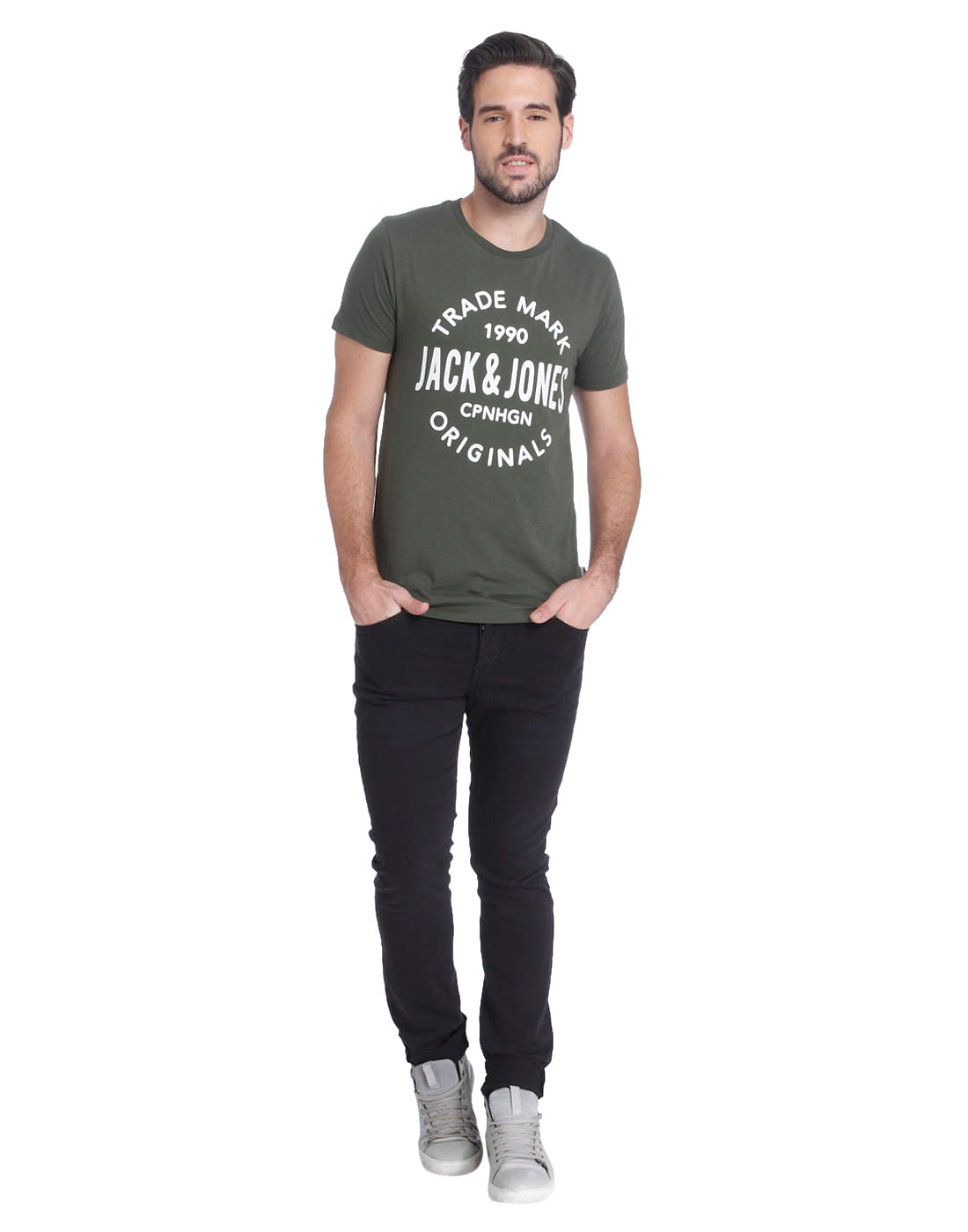 Green Logo Print Crew Neck T-Shirt