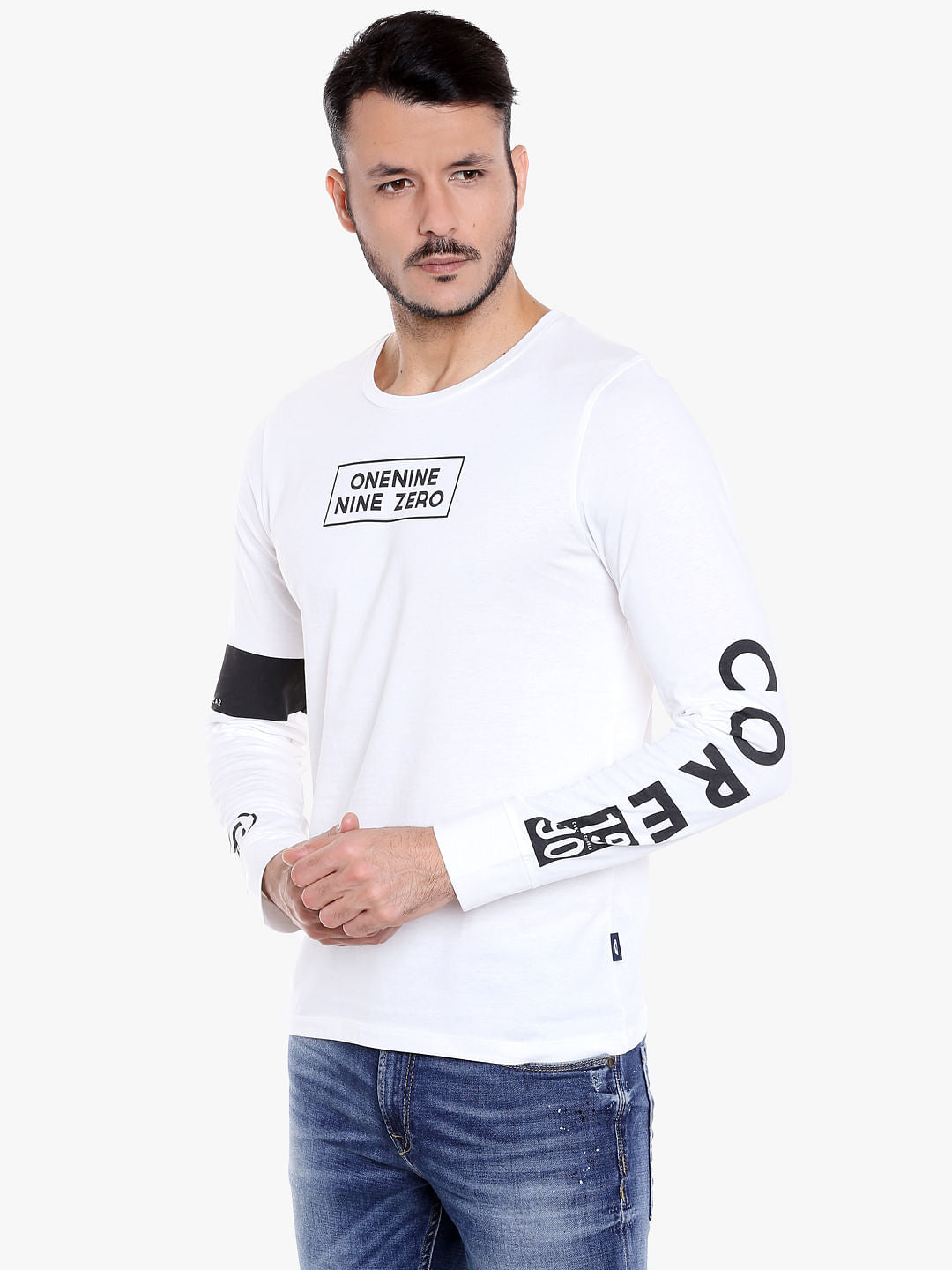 White Graphic Print Crew Neck T-Shirt