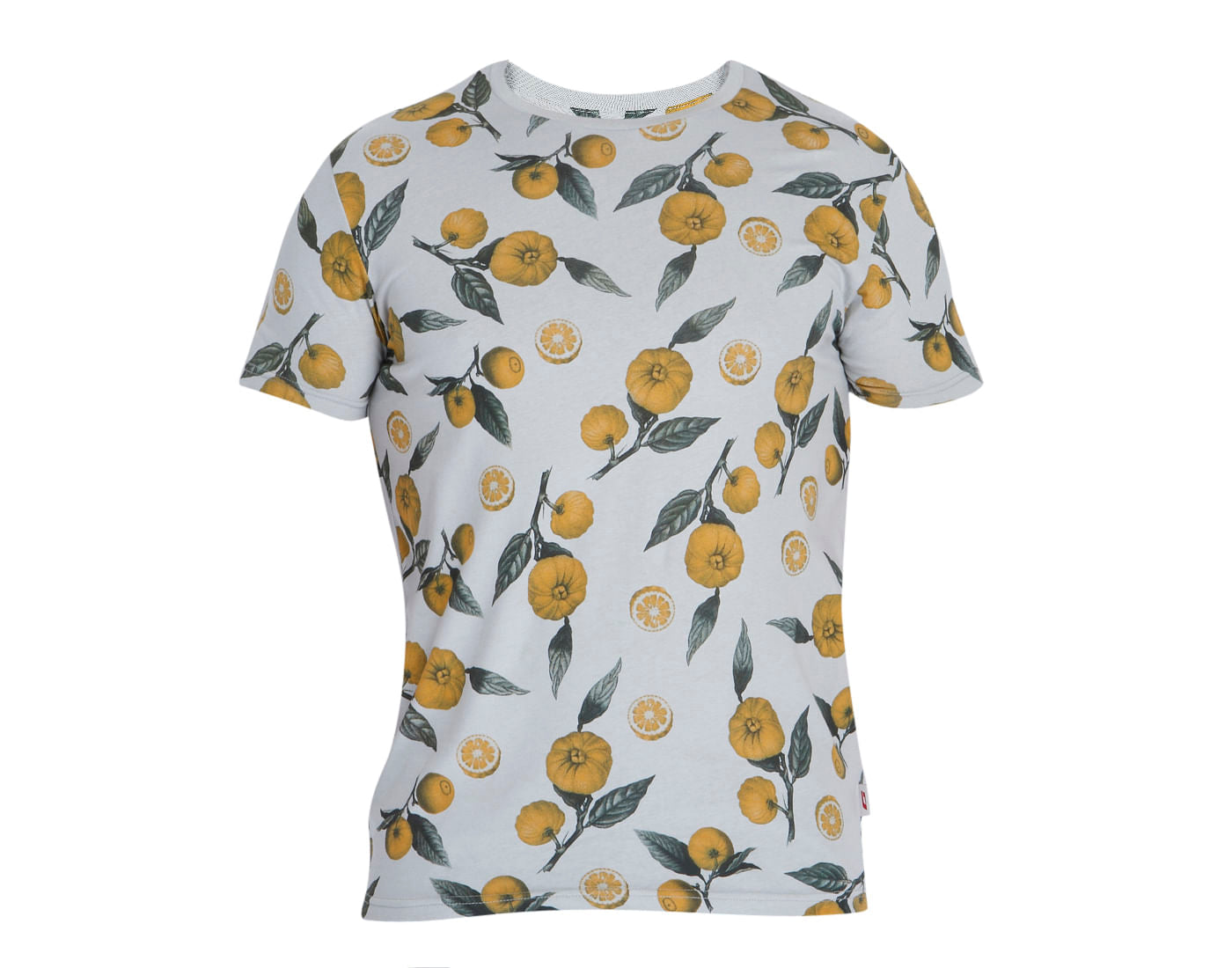 Grey Lemon Print Crew Neck T-Shirt